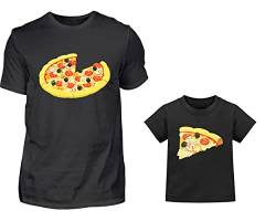 Vater Baby Partnerlook Set - T-Shirt Und Babyshirt Für Den Sohn Oder Tochter - Pizza Und Pizzastück Partnershirts - Vater Sohn Geschenk von PlimPlom