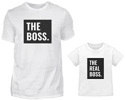 Vater Baby Partnerlook Set | The Boss The Real Boss T-Shirt Und Kleinkinder Vegan Baby T-Shirt | Vater Sohn Oder Tochter Partnerlook | Vater Sohn Geschenk von PlimPlom