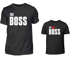 Vater Baby Partnerlook T-Shirt Set The Boss The Real Boss Papa Kleinkind Partnershirts Für Herren Und Sohn Oder Tochter von PlimPlom