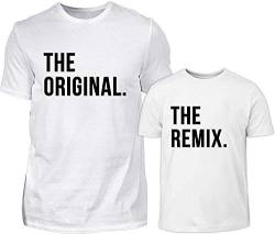 Vater Sohn Partnerlook T-Shirt Set The Original The Remix Papa Kind Partnershirts Für Sohn Oder Tochter (Weiß) von PlimPlom