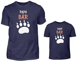 Vater Sohn T-Shirt Partnerlook Set Papa Bär Und Baby Bär Papa Kind Partnershirts Partneroutfit (Dunkelblau) von PlimPlom