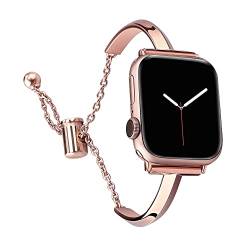 PlusRoc Edelstahlband kompatibel mit Apple Watch Band 38 mm 40 mm 41 mm iWatch SE Serie 9 8 7 6 5 4 3 2 1, schmaler, vielseitiger Armreif für Frauen, Kupfer von PlusRoc