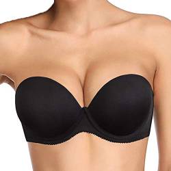 Plusexy Damen Push Up Trägerloser BH Dick Gepolstert Bügel Convertible Multiway BHS, schwarz, 95A von Plusexy