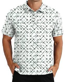 Pluslook Herren Quick Dry Fit Golfshirts Print Performance Atmungsaktives, schweißabsorbierendes Kurzarm-Poloshirt 2XL von Pluslook