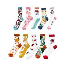 Damen Kristall Mini Strümpfe hohe Socken mit transparenter lustiger Zeichnung für Frühling Sommer Set von 10 Paaren mit 10 verschiedenen Designs(Mehrfarbig) von Pluto & Fox