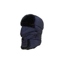 Pluto & Fox Wasserdichte Balaclava Caps mit dicken Schafen und Gesichtsmaske für automatischen winddichten Klettverschluss zum Skifahren Radfahrer Radfahrer Winter Unisex (Navy Blau) von Pluto & Fox