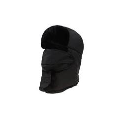 Pluto & Fox Wasserdichte Balaclava Caps mit dicken Schafen und Gesichtsmaske für automatischen winddichten Klettverschluss zum Skifahren Radfahrer Radfahrer Winter Unisex (Schwarz) von Pluto & Fox