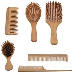 6 Teile/satz Holz Kamm Paddel Kissen Haarausfall Massage Bürste Haarbürste Kamm Kopfhaut Haarpflege Bambus Kamm von Pmandgk