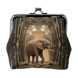 Beaver Mini-Münzgeldbörse, Leder, Kussschloss, Geldbörse, Geldbeutel, Tasche für Damen, Mädchen, Kinder, Skulptur Elefant, Einheitsgröße, Münztasche von Pmnnerefaq