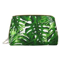 Einzigartige kleine Kosmetiktasche mit 3D-Tier-Delfin, Leder, Make-up-Tasche für Geldbörse, Reisen, Make-up-Tasche, tragbar, vielseitig, mit Reißverschluss für Damen, Monstera Deliciosa Bananenpalme, von Pmnnerefaq