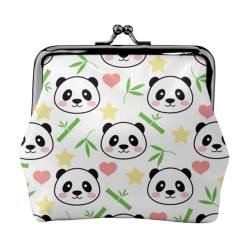 Hacker Era Mini-Münzgeldbörse, Leder, Kussschloss, Geldbeutel, Tasche für Damen, Mädchen, Kinder, Niedlicher Panda Bambus Stern, Einheitsgröße, Münztasche von Pmnnerefaq