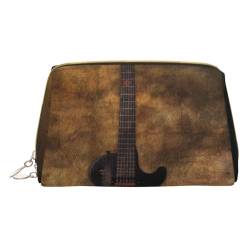 Kleine Kosmetiktasche aus Leder, Leopardenmuster, für Geldbörse, Reisen, Make-up-Tasche, tragbar, vielseitig, mit Reißverschluss für Damen, Musikgitarre, Einheitsgröße, Kosmetikkoffer von Pmnnerefaq