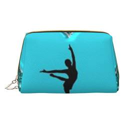 Kleine Kosmetiktasche aus Leder mit braunen Kuh-Punkten, für Geldbörse, Reise-Make-up-Tasche, tragbar, vielseitig, mit Reißverschluss für Damen, I Love Gymnastics, Einheitsgröße, Kosmetikkoffer von Pmnnerefaq