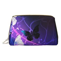 Kleine Kosmetiktasche mit Flamingo-Motiv, Leder, Make-up-Tasche für Geldbörse, Reisen, Make-up-Tasche, tragbar, vielseitig, mit Reißverschluss für Damen, Wunderschöner leuchtender Schmetterling, von Pmnnerefaq