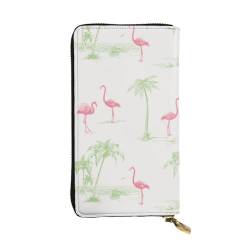 Lange Geldbörse aus Leder mit Flamingo-Druck, für Damen, modisch, lang, Kreditkartenetui, Pink Flamingos, Einheitsgröße von Pmnnerefaq