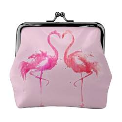 Mini-Münzgeldbörse aus Leder, mit Kuh-Punkten, Braun, Tintenflamingos, Einheitsgröße, Münztasche von Pmnnerefaq