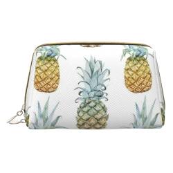 Modische kleine Kosmetiktasche aus Leder mit Ananasmotiv, für Geldbörse, Reisen, Make-up-Tasche, tragbar, vielseitig, mit Reißverschluss für Damen, Modische Ananas, Einheitsgröße, Kosmetikkoffer von Pmnnerefaq