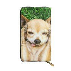 Pomeranians Puppies and Point Print Leather Long Purse Women Leather Wallet Purses Fashion Long Purse Ladies Purse Credit Card Holder, Chihuahua, Einheitsgröße von Pmnnerefaq