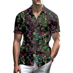 80er Jahre Hemden für Herren Lustiges Vintage 90er Jahre Outfit für Männer Hawaiihemden Button-Up 90er Jahre Party Strand Hemd Herren 80er Jahre Kleidung, 80er Jahre Neon Disco, XL von PmseK