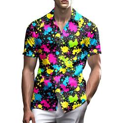 80er Jahre Hemden für Herren Lustiges Vintage 90er Jahre Outfit für Männer Hawaiihemden Button-Up 90er Jahre Party Strand Hemd Herren 80er Jahre Kleidung, 80er Jahre Neon Splash, Mittel von PmseK