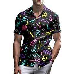 80er Jahre Hemden für Herren Lustiges Vintage 90er Jahre Outfit für Männer Hawaiihemden Button-Up 90er Jahre Party Strand Hemd Herren 80er Jahre Kleidung, Mode 80er 90er-1, XX-Large von PmseK