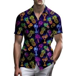 80er-Jahre-Shirts für Herren, lustiges Vintage-Outfit der 90er-Jahre, Hawaii-Hemden, Button-up, 90er-Jahre-Party, Strandhemd, Herren-Kleidung, Neon Disco 02, XL von PmseK