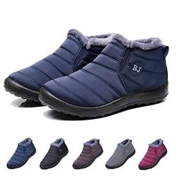 Boojoy Winter Boots, Boojoy Winterstiefel, Waterproof Slip on Outdoor Fur Lined Snow Shoes for Womens (39EU, A-Blue) von Pnedeodm