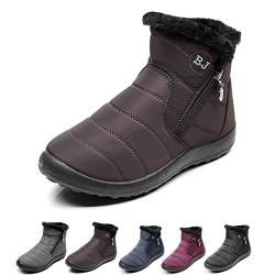 Boojoy Winter Boots, Boojoy Winterstiefel, Waterproof Slip on Outdoor Fur Lined Snow Shoes for Womens (42EU, B-Brown) von Pnedeodm