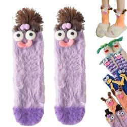 Pnedeodm Winerpart Socks, Winerpart Cozy Socks, Quirky Cute Ugly Cute Plush Socks, Coral Velvet Three-Dimensional Quirky Socks (H) von Pnedeodm