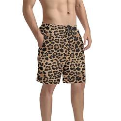 Poceacles Herren-Badehose für Sommer, Sport, mit Kordelzug, Boardshorts, Badeanzüge, Loungehose, Leopard-braun, 58 von Poceacles