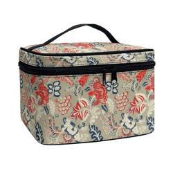 Poceacles Reise-Make-up-Tasche, große Kapazität, Kosmetiktasche für Damen, tragbare Tasche, Kulturbeutel, Make-up-Organizer mit Griff, Vintage Floral, Einheitsgröße von Poceacles