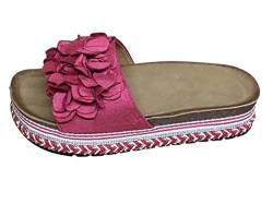 Damen Sandalen Pantoletten Plateau Sommer Schlappen Sandaletten Blume TL891– Pink 40 von Pogolino