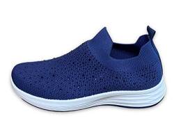 Pogolino Damen Sneakers Glitzer Slip On Sportschuhe Laufschuhe Freizeitschuhe (Blau 38) von Pogolino
