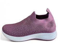 Pogolino Damen Sneakers Glitzer Slip On Sportschuhe Laufschuhe Freizeitschuhe (Lila 39) von Pogolino