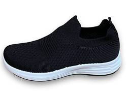 Pogolino Damen Sneakers Glitzer Slip On Sportschuhe Laufschuhe Freizeitschuhe (Schwarz 37) von Pogolino