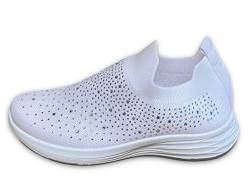 Pogolino Damen Sneakers Glitzer Slip On Sportschuhe Laufschuhe Freizeitschuhe (Weiß 37) von Pogolino