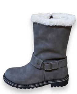 Pogolino Damen Stiefel warm gefüttert Stiefeletten Boots Winter Herbst ST8 Grau 39 von Pogolino