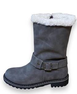Pogolino Damen Stiefel warm gefüttert Stiefeletten Boots Winter Herbst ST8 Grau 40 von Pogolino
