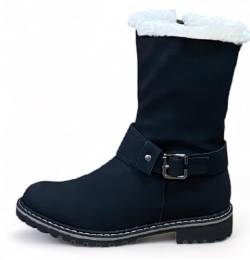 Pogolino Damen Stiefel warm gefüttert Stiefeletten Boots Winter Herbst ST8 Schwarz 40 von Pogolino