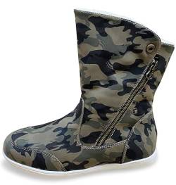 Pogolino Damen Stiefeletten warm gefüttert - Stiefel Boots mit Reißverschluss - Schuhe Winter Schneeschuhe Outdoor Women - ST854 Camouflage 38 von Pogolino