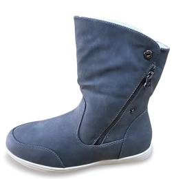 Pogolino Damen Stiefeletten warm gefüttert - Stiefel Boots mit Reißverschluss - Schuhe Winter Schneeschuhe Outdoor Women - ST854 Grau 39 von Pogolino