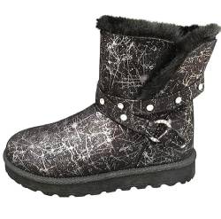 Pogolino Damen Stiefeletten warm gefüttert Winter Boots Glitzer Schnee Schuhe Mädchen B51 (204 Schwarz 37) von Pogolino