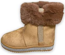 Pogolino Damen Stiefeletten warm gefüttert Winter Boots Glitzer Schnee Schuhe Mädchen B51 Camel 36 von Pogolino
