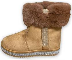 Pogolino Damen Stiefeletten warm gefüttert Winter Boots Glitzer Schnee Schuhe Mädchen B51 Camel 37 von Pogolino