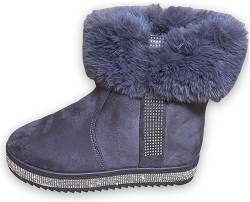 Pogolino Damen Stiefeletten warm gefüttert Winter Boots Glitzer Schnee Schuhe Mädchen B51 Grau 37 von Pogolino