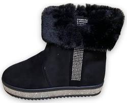 Pogolino Damen Stiefeletten warm gefüttert Winter Boots Glitzer Schnee Schuhe Mädchen B51 Schwarz 37 von Pogolino