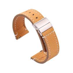 PohUy 18/20/22/24mm Damen- und Herren-Smartwatch-Armband aus weichem Echtleder mit Schnellverschluss-Federsteg von PohUy