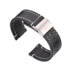 PohUy 18/20/22/24mm Damen- und Herren-Smartwatch-Armband aus weichem Echtleder mit Schnellverschluss-Federsteg von PohUy