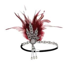 1920S Flapper Stirnband Feder Kopfschmuck 20S Blatt Perle Stirnband Frauen Party Haar Zubehör, Hdr7551fd4, Einheitsgröße von Pohullan