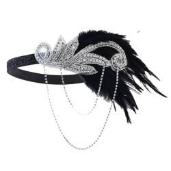 1920er Jahre Stirnband Vintage Braut Party Kopfschmuck Zubehör Requisiten Perlen Stirnband Kette, Wey11, Einheitsgröße von Pohullan